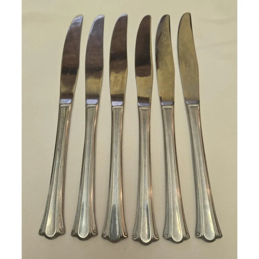 Set 6‎ Dinner Knives Vintage Northland Stainless Steel VOLTAIRE pattern GUC